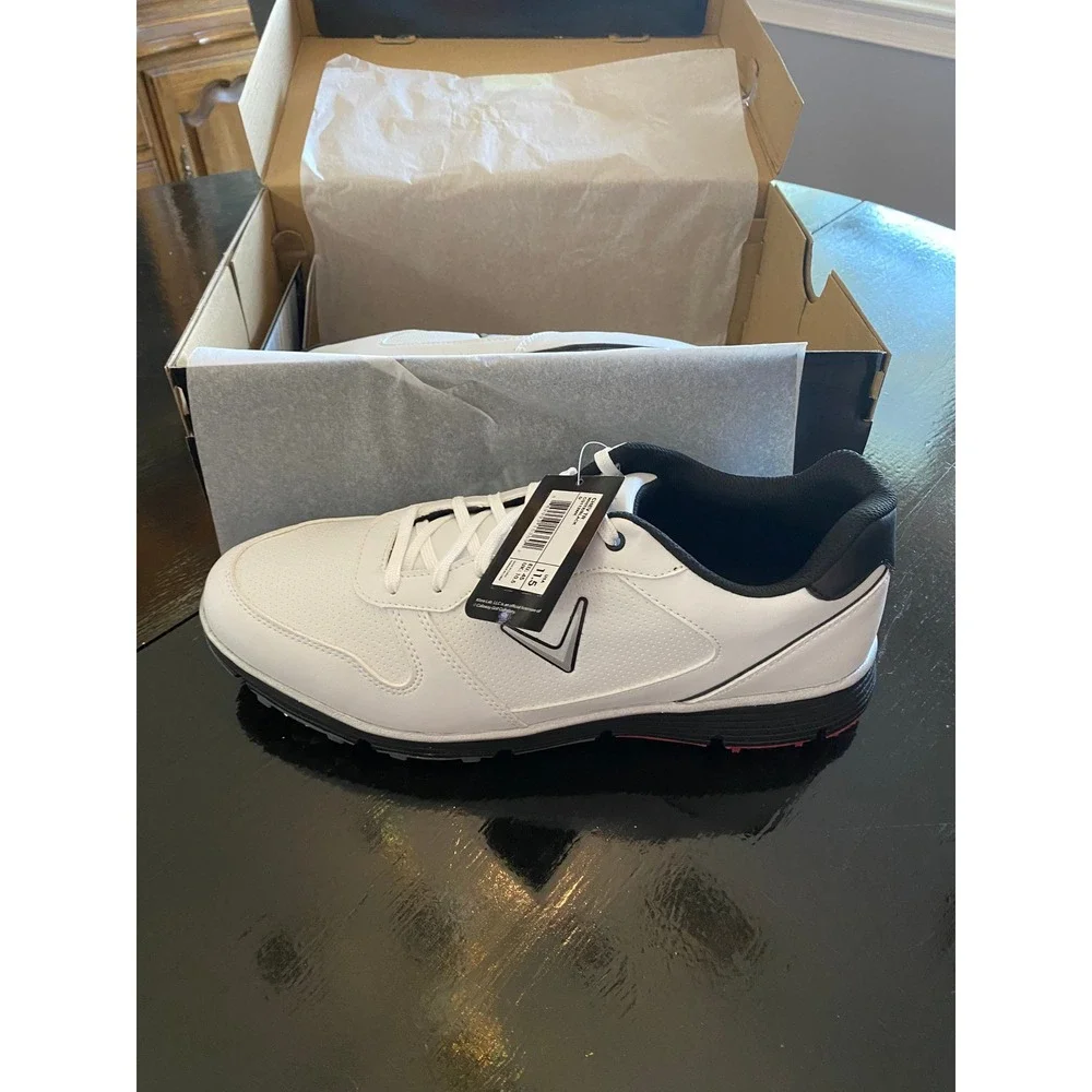 Callaway Chev TR Golf Shoes Men 11.5 White Black Waterproof Cleated CG113WK - Picture 2 of 6